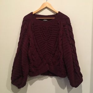 Express puff sleeve knitted sweater